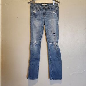 Abercrombie & Fitch Womens 4 Regular Light Wash Distressed Bootcut Jeans